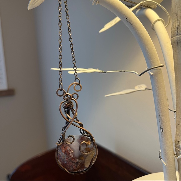 Copper Statement Necklace featuring Moss Agate - Picture 8 of 11